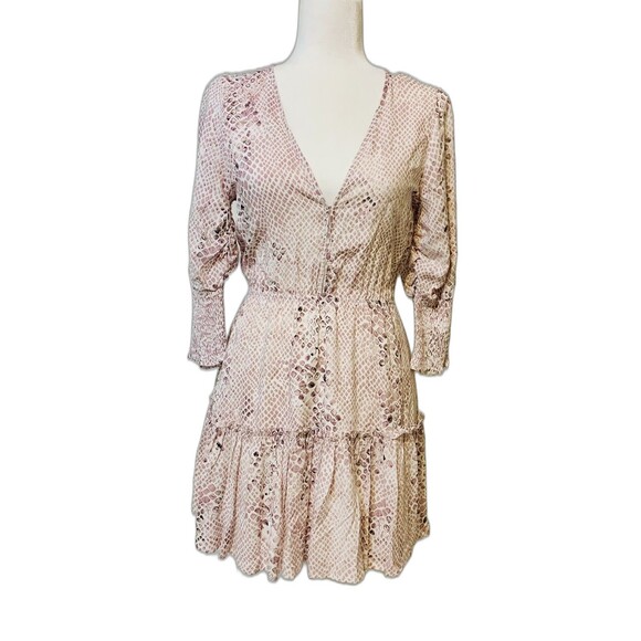 Buddy Love Size XS Purple Snake Print Tiered Dress Boho Feminine Animal Print - Picture 1 of 7